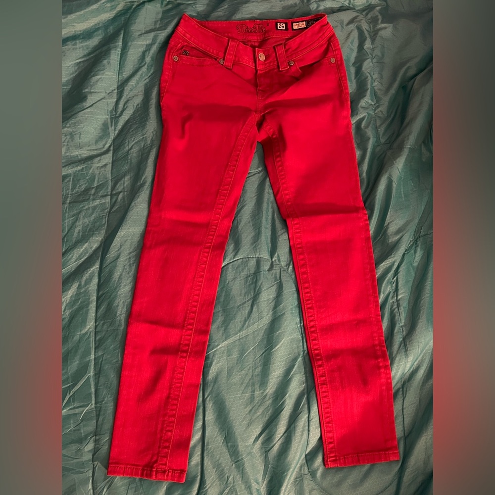 Miss Me Red Mid-Rise Skinny Jeans 26